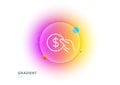 Hold Coin line icon. Dollar currency. Gradient blur button. Vector