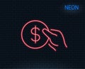 Hold Coin line icon. Dollar currency.