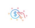 Hold Coin line icon. Dollar currency. Vector