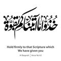 Hold firmly to that Scripture which We have given you, Verse No 63 from Al-Baqarah