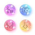 Hold heart, Buyer think and Reject certificate minimal line icons. For web application, printing. Vector