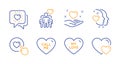 Hold heart, Friends chat and Heart icons set. My love, Call me and Friendship signs. Vector