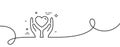 Hold heart line icon. Friends love sign. Friendship hand. Continuous line with curl. Vector