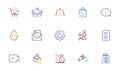 Hold heart, Reject letter and File settings line icons for website, printing. For design. Vector