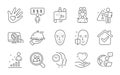 Hold heart, Search employees and Face biometrics icons set. Oculist doctor, Stats and Journey path signs. Vector