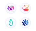 Hold heart, Talk bubble and Swipe up icons set. Versatile sign. Friendship, Chat message, Scrolling page. Vector