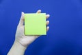 Hold mockup postit in hand Royalty Free Stock Photo