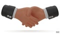 Hold one\'s hands cartoon icon design. Black sleeve shaking hands. Royalty Free Stock Photo