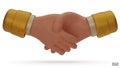 Hold one\'s hands cartoon icon design. Gold sleeve shaking hands. Royalty Free Stock Photo