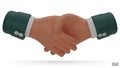 Hold one\'s hands cartoon icon design. Green sleeve shaking hands. Royalty Free Stock Photo