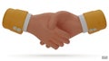 Hold one\'s hands cartoon icon design. Yellow sleeve shaking hands. Royalty Free Stock Photo