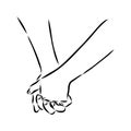 Hold one's hands continuous line drawing. People shaking hands one line. Vector illustration for poster, card Royalty Free Stock Photo