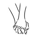 Hold one's hands continuous line drawing. People shaking hands one line. Vector illustration for poster, card Royalty Free Stock Photo