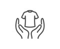 Hold t-shirt line icon. Laundry shirt sign. Clothing cleaner. Vector