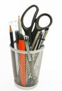 Holder with pen and pencil Royalty Free Stock Photo