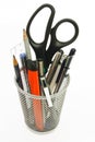 Holder with pen and pencil Royalty Free Stock Photo