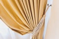 Holder for room curtains. Fragment photo curtain, interior detail, curtain detail close up. Royalty Free Stock Photo