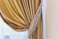 Holder for room curtains. Fragment photo curtain, interior detail, curtain detail close up. Royalty Free Stock Photo