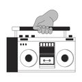 Holding audio boombox cartoon human hand outline illustration