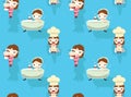 Holding Baby Bathing Cooking Cute Woman Cartoon Character Superhero Vector-01-01 Royalty Free Stock Photo