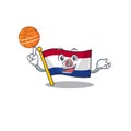 Holding basketball cartoon flag paraguay in with mascot Royalty Free Stock Photo