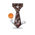 Holding basketball cool tie character in the mascot Royalty Free Stock Photo