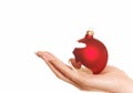 Holding broken Christmas ball Royalty Free Stock Photo