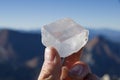 Holding Calcite Crystal