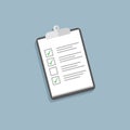 Holding clipboard checklist. Flat style Royalty Free Stock Photo