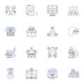 Holding courses line icons collection. Training, Seminars, Workshops, Sessions, Classes, Instruction, Education vector