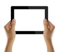 Holding Electronic Tablet PC In Hands Royalty Free Stock Photo