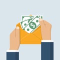 holding envelope with cash Royalty Free Stock Photo