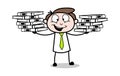 Holding Files in Both Hands - Office Businessman Employee Cartoon Vector Illustration