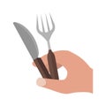 Holding Fork and Knife Royalty Free Stock Photo