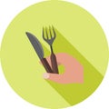 Holding Fork and Knife Royalty Free Stock Photo