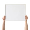 Holding frame mockup. Photo Mockup. Man hands hold frame. Royalty Free Stock Photo