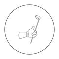 Holding of a golf club icon in outline style isolated on white background. Golf club symbol stock vector illustration. Royalty Free Stock Photo