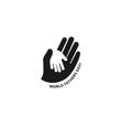 Holding Hand Of A Child In The Hand Of An Adult Vector Logo. World Father Day. Symbol Of Care, Kindness, Family