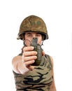 Holding a hand grenade Royalty Free Stock Photo