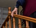 Holding hand rail for support Royalty Free Stock Photo