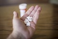 Handful of White Opioid Painkillers Royalty Free Stock Photo