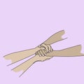 Holding hands Express love illustration solidarity appease with hand drawn style Royalty Free Stock Photo