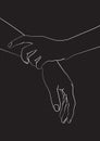 Holding hands line art. Abstract wall print. Elegant sketch poster.