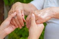 Holding hands, Parkinson disease