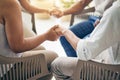Holding hands, praying circle and religion with business people, team building and faith for mental health. Group, trust Royalty Free Stock Photo