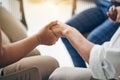 Holding hands, praying circle and support with business people, team building and faith for mental health. Group Royalty Free Stock Photo