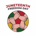 Holding hands together symbol of unity. Juneteenth concept. Juneteenth Freedom Day