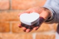Holding a heart shaped gift box Royalty Free Stock Photo