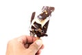 Holding ice Cream chocolate popsicle