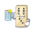 Holding juice cartoon style of domino cute isolated